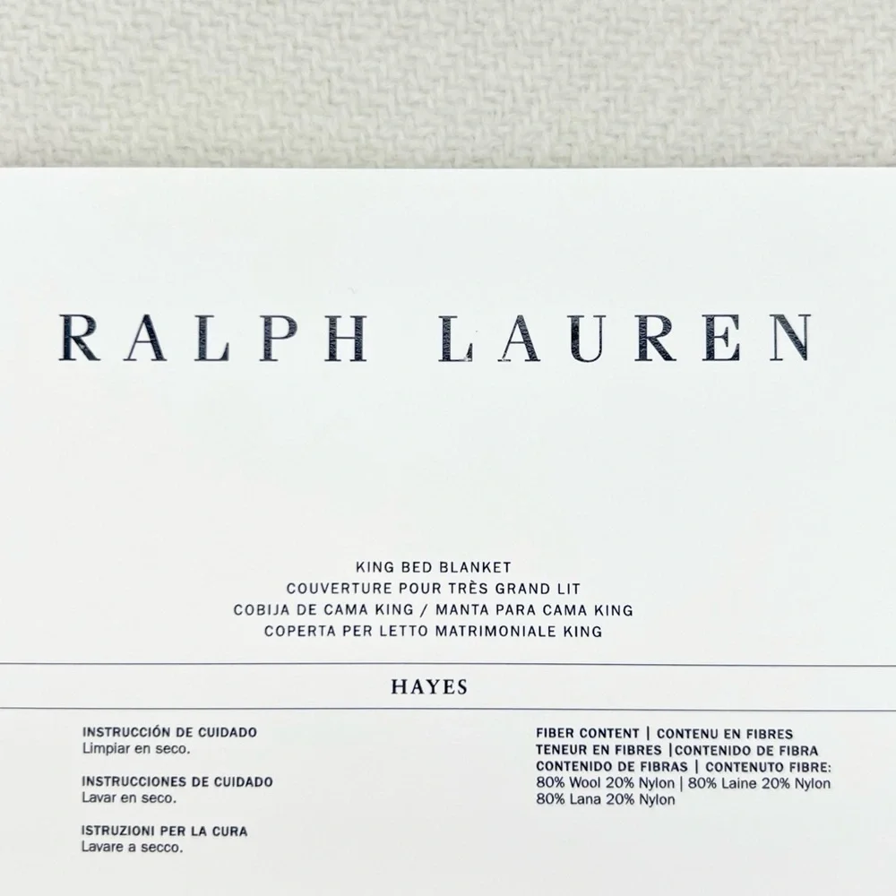 Ralph Lauren Home King Hayes Wool Blend Bed Blanket Classic Cream New NWT